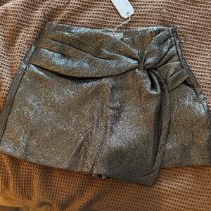 Metallic Mini Skort with Bow Detail